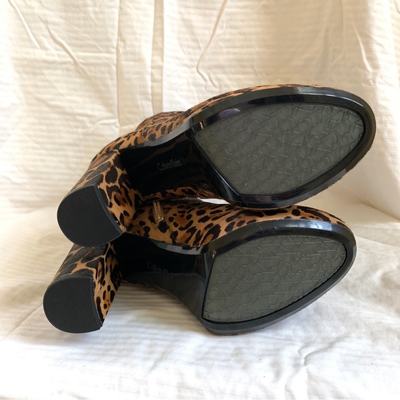 Calvin Klein MARTHA WINTER LEOPARD Calf Hair Platform Booties 8.5 M NWT - Picture 11 of 16